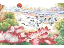 Схема вышивки бисером «Журавли и лотосы» (В1)