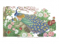 Схема вышивки бисером «Павлин в пионах» (В1)